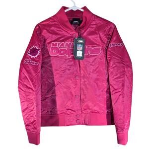 NFL Pro Standard Miami Dolphins Pink Satin Jacket Women’s M Super Bowl NWT